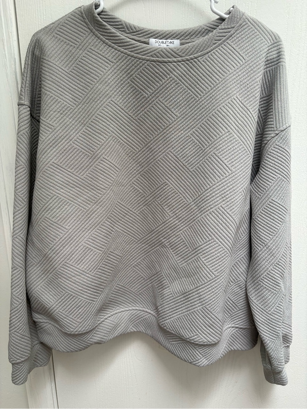 Doubletake Men's Crewneck Sweater in Light Gray with Geometric Texture